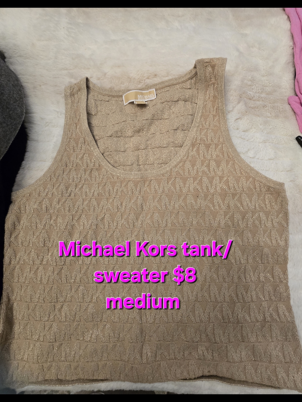 Michael Kors Beige Knit Crewneck Tank Sweater